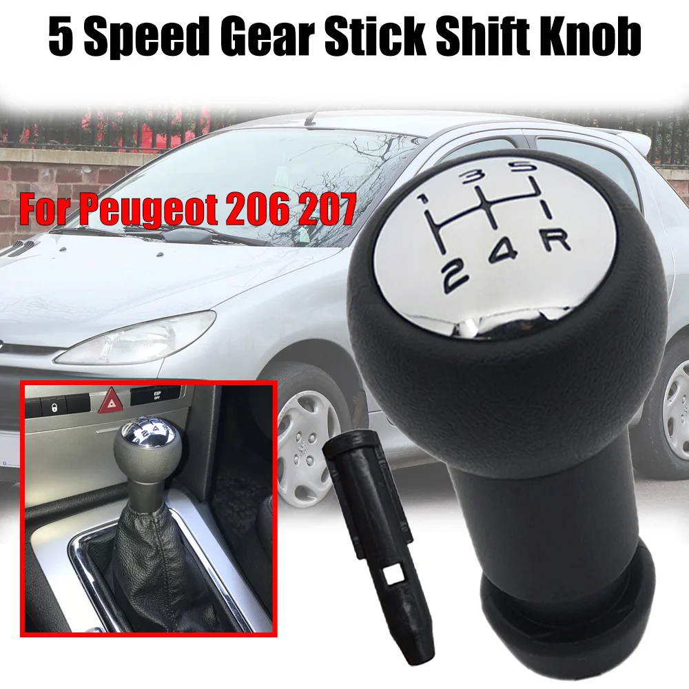 5 Speed Gear Stick Shift Knob Lever Pen Adapter Replacement For Peugeot 206 CC Hatchback Saloon SW 207 2009 2010 2012 2403CN