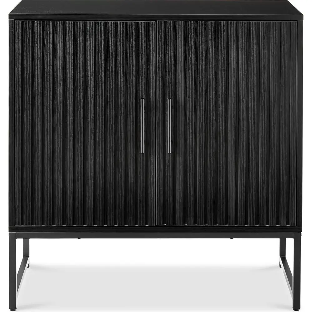 

Contemporary Slatted Sideboard, Entryway Console, Storage Accent Cabinet for Living, Dining Rooms in Black