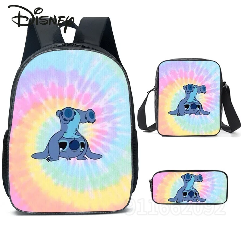 Disney Stitch's New Children's Schoolbag 3-piece Cartoon Cute Boys and Girls Backpack Luxury Brand Fashion Student Backpack