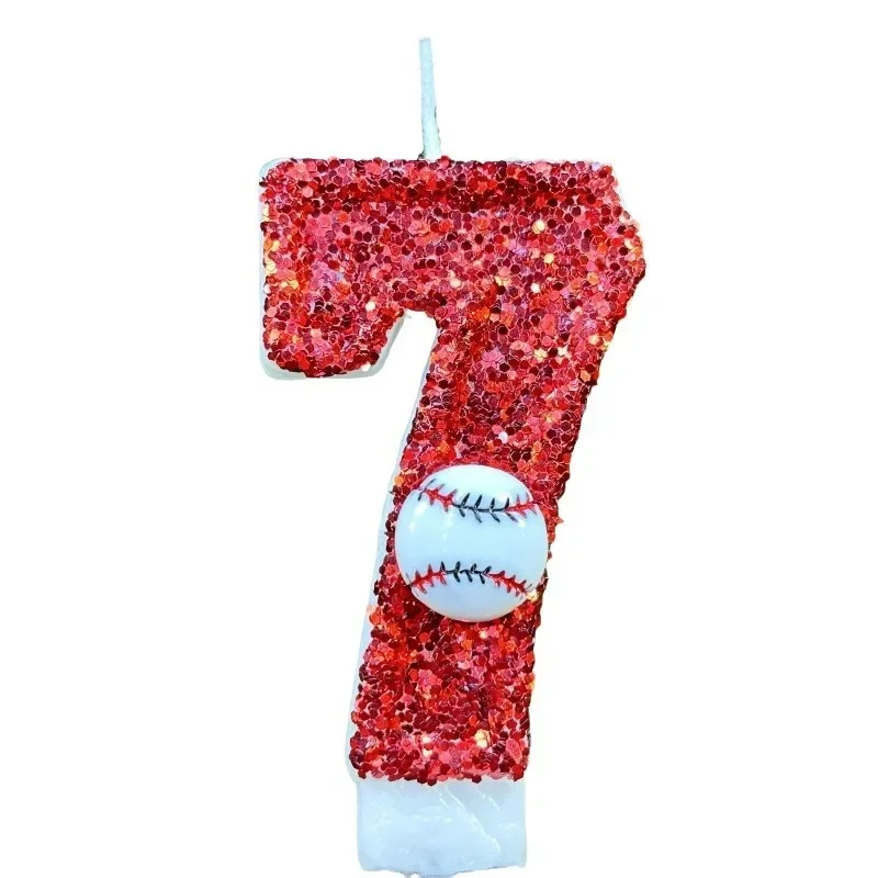 Red Baseball Birthday Candles 0-9 Number Cake Candle for Sports Boy Birthday Candles Party Cake Topper Decoration Gift