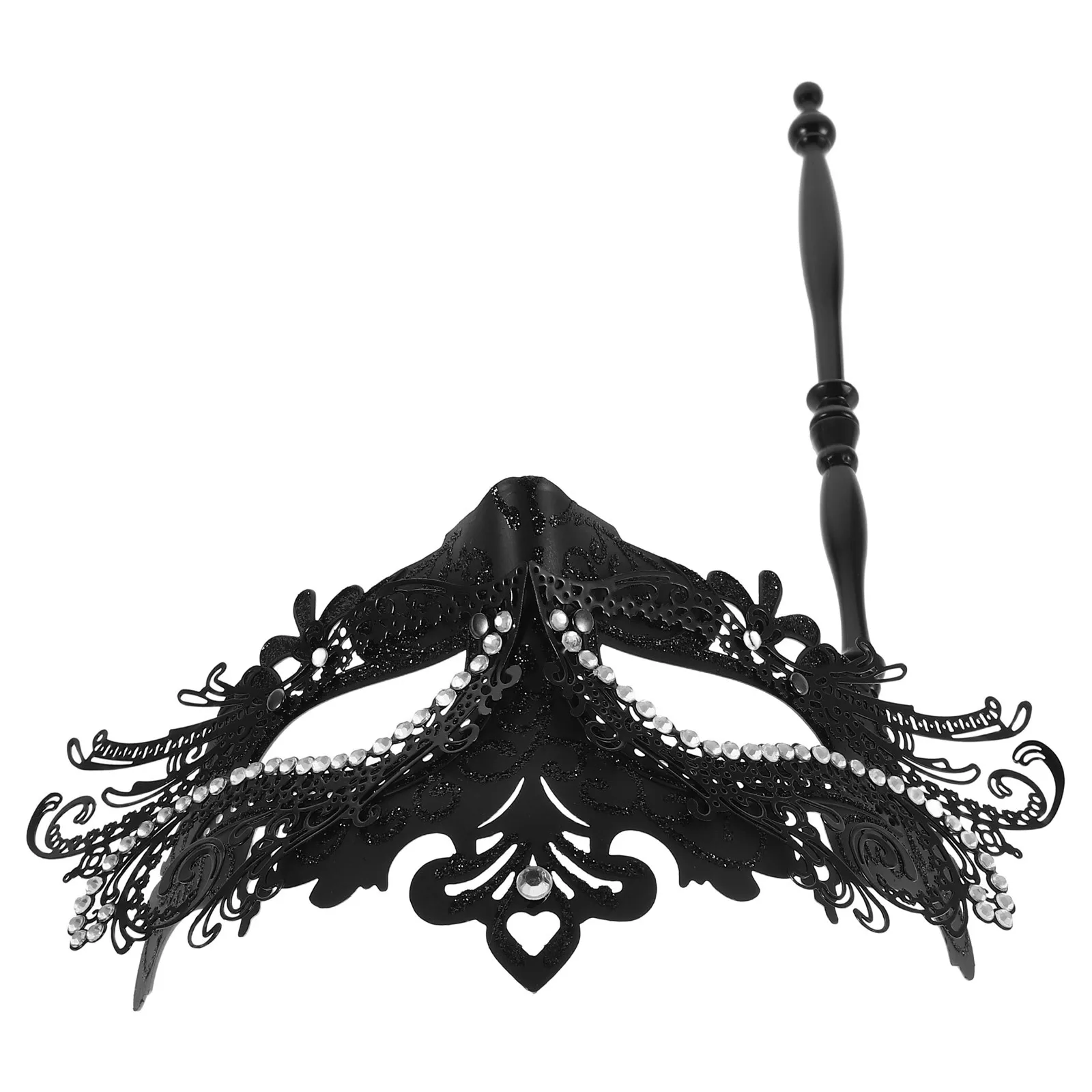 

Masquerade Mask Handheld Rhinestones Detachable Pattern Stick Elegant Fancy Dress Party Festival Cosplay Mask