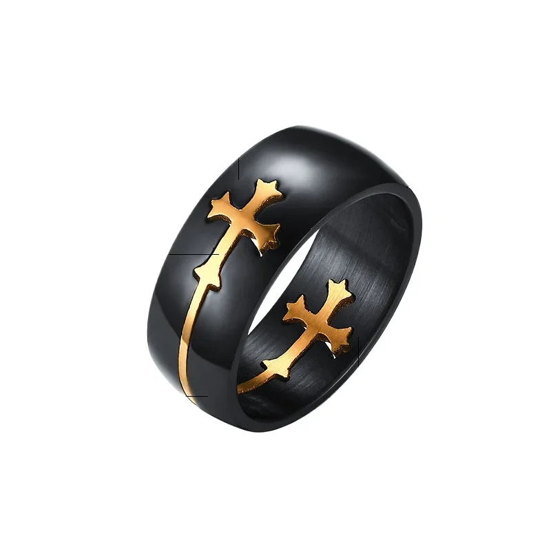 Knight Templar Removable Cross Black Punk Crusaders Band Rings for Mens Promise Jewelry Anel