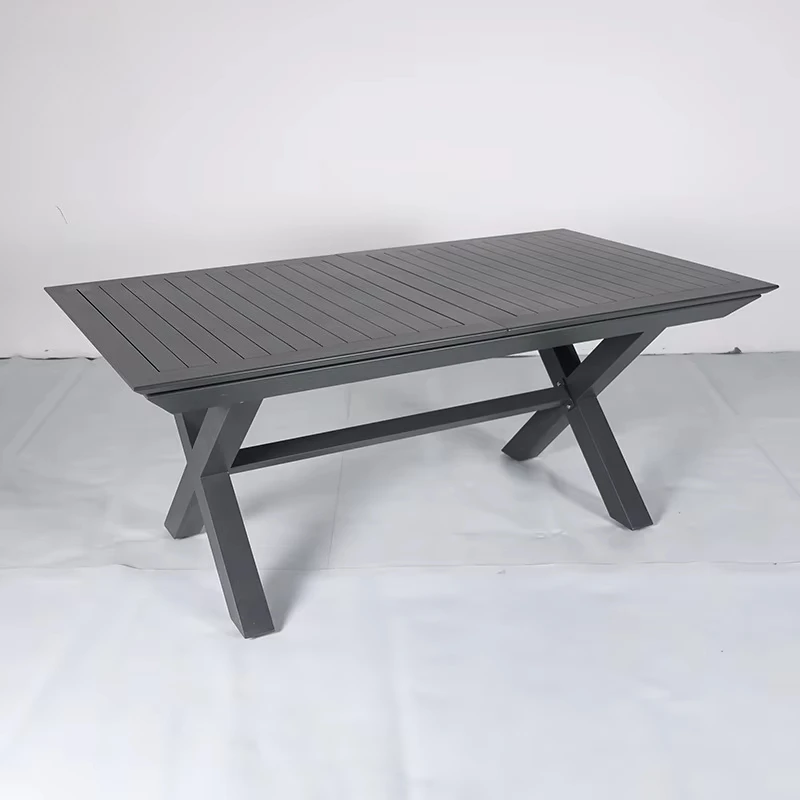 Nordic Modern Waterproof Outside 8 to 10 Seater Extendable Dinning Table Garden Aluminium Retractable Table for Garden
