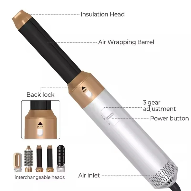 5 في 1 مجفف الشعر الساخن مجموعة أمشاط المهنية مكواة تجعيد مموج الشعر مستقيم تصفيف أداة Airwrap الشعر المكشكش المنزلية