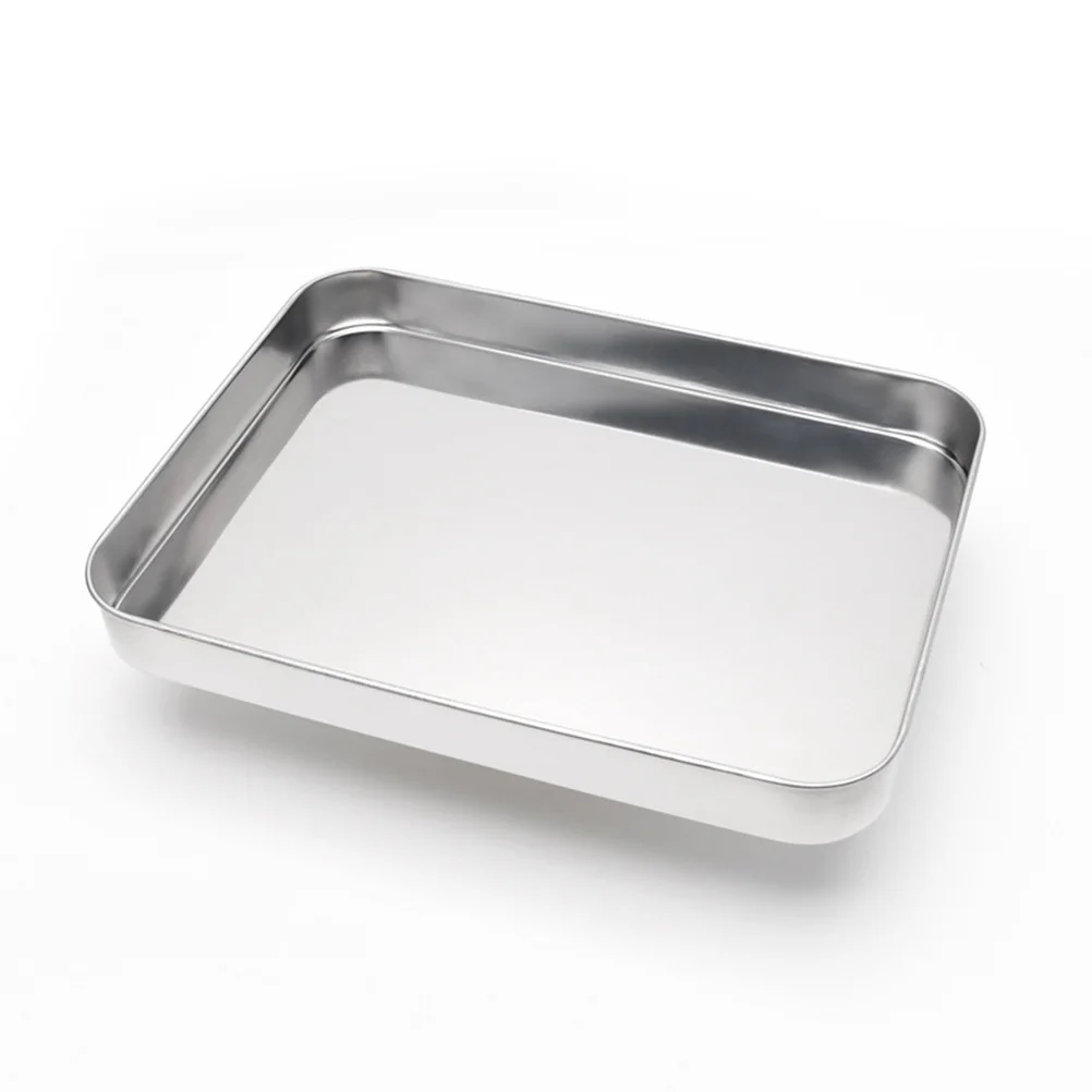 

Stainless Steel Inch Rectangular Plate Silver Steaming Dish Vermicelli Rectangular Plate Steaming Baking Pan