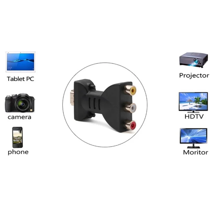 HDMI to 3RCA Red Yellow White Lotus Head Converter HDMI to AV Converter 3RCA Adapter