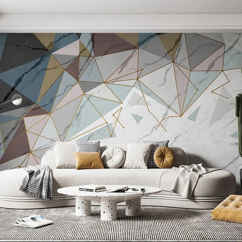 Custom 3d Muurschildering Behang Wit Marmer Geometrische Lijnen Muur Fresco Slaapkamer Huis Achtergrond Decoratie Muur Papier Muurschilderingen