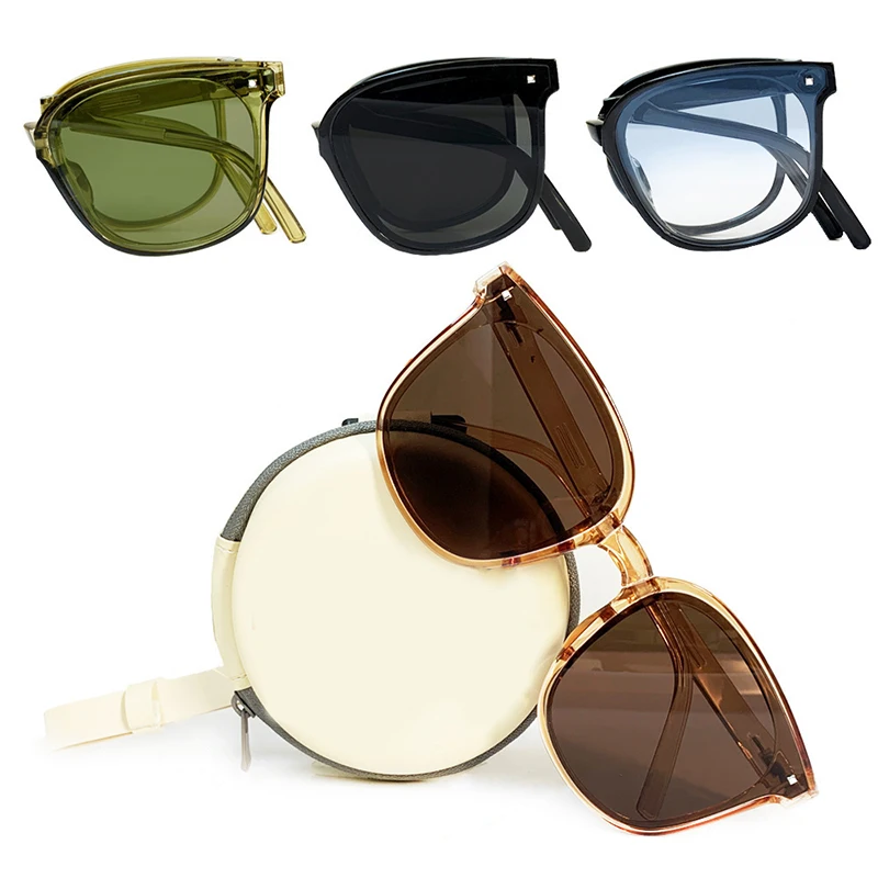 Foldable Oversized Sunglasses UV400 Protection Portable Collapsible Square Shades for Women Men Outdoor Travel