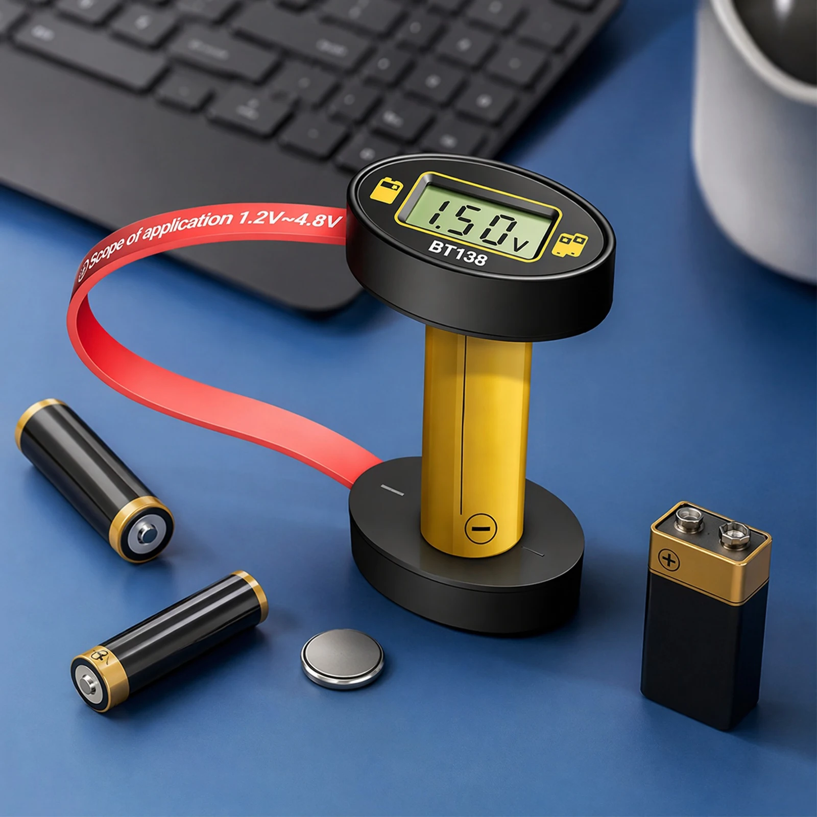 Battery Tester Universal Digital Voltage Checker for AA AAA C D 9V 18650 21700 Lithium Button Cell No Power Needed