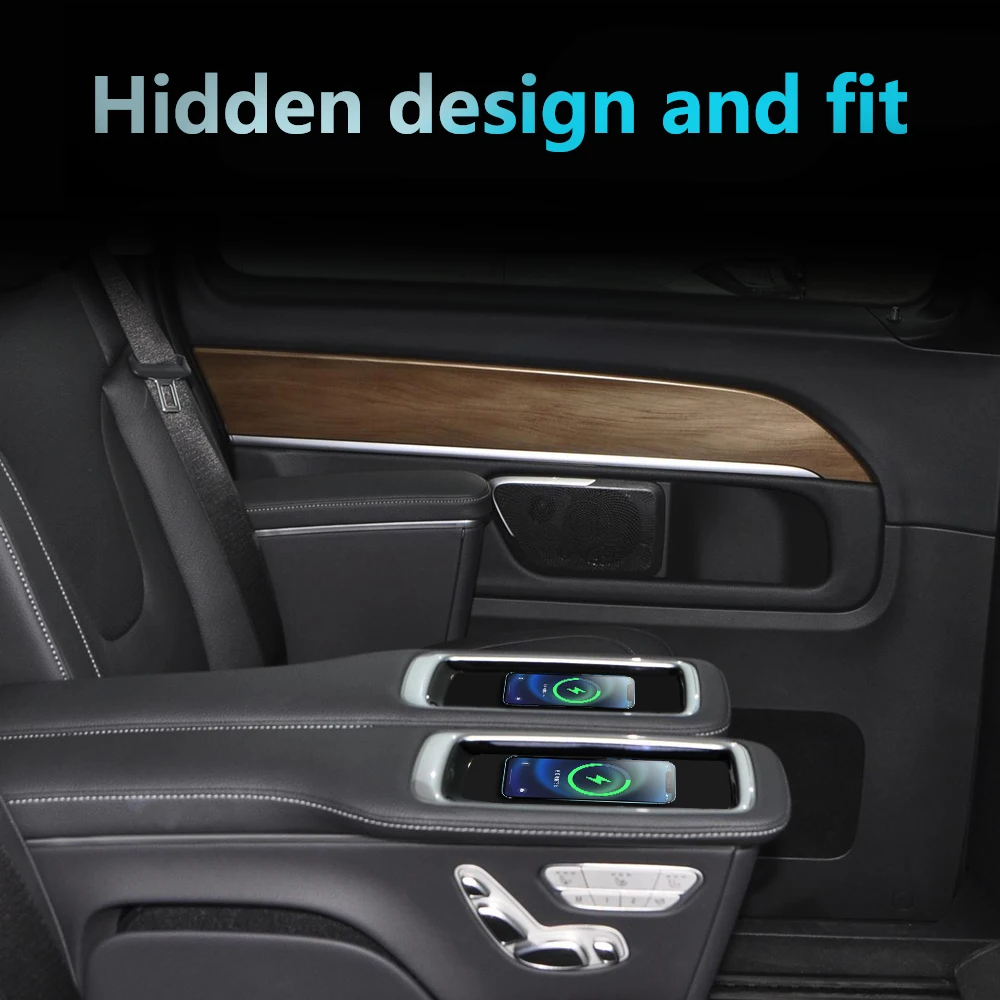 12V Car Wireless Charger for Mercedes Benz V260 2Pcs/Set Rear Seat Fast Charging Pad Smart Wireless Mobile Phone Charger