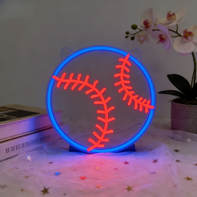 

Baseball Neon Sign LED Night Light USB Rechargeable Aesthetic Wall Art Desk Lamp for Boy Bedroom Sports Bar Game Room Decor Gift