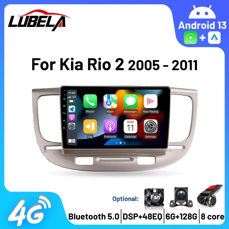 2 Din Kia Rio 2 RIO2 2005 - 2011 Auto Radio Multimedia Video Player Voor Kia Rio 2 Gps Geen Android 13.0 Auto Stereo Carplay 4G