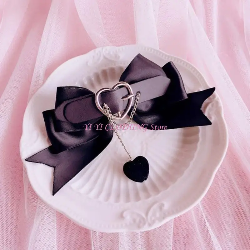 N5kf 2pcs Central cabello para niñas Harajuku Bownot & Heart adolescentes Clima cabello Halloween