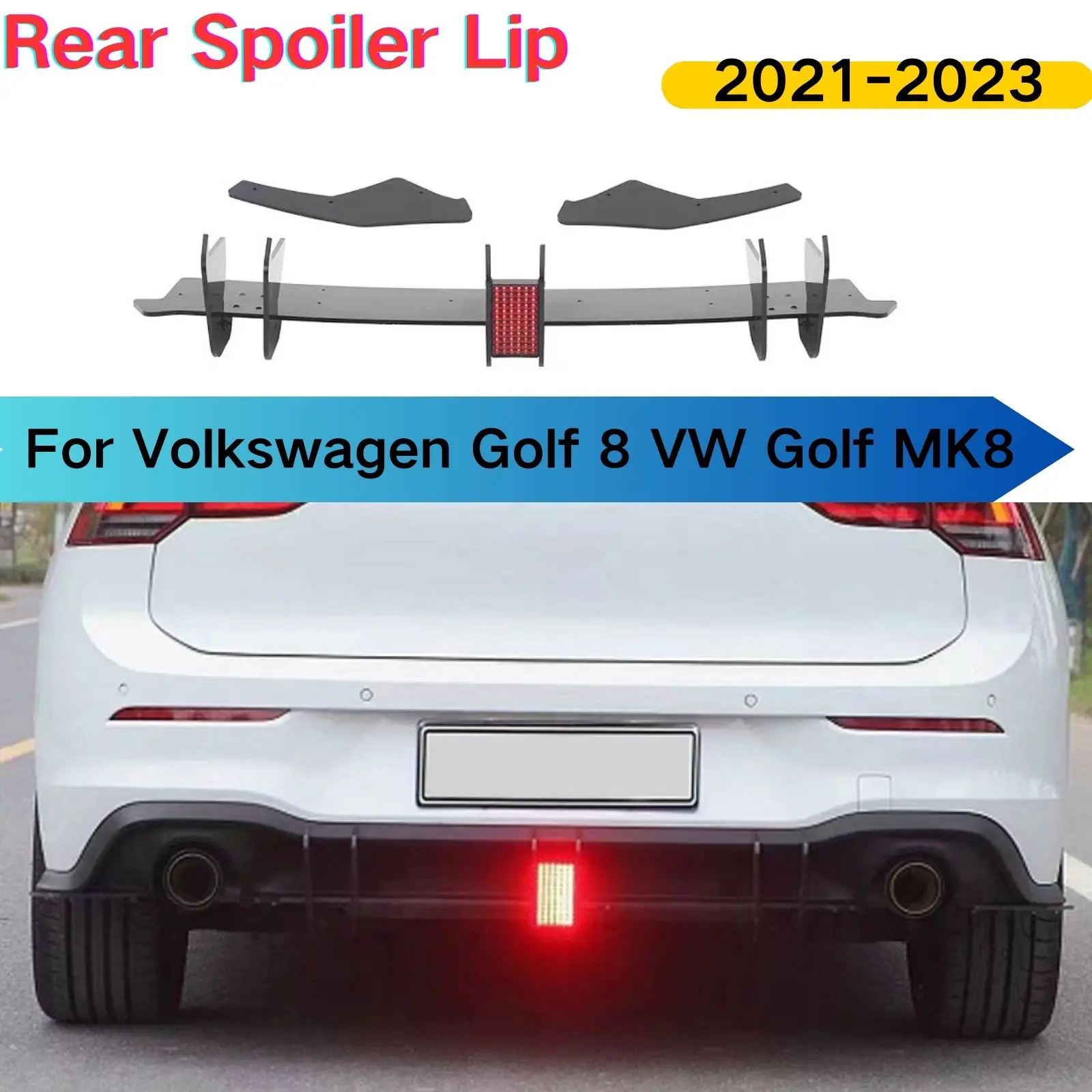 

Rear Spoiler Lip For Volkswagen 8 VW Golf MK8 2021-2023 Bumper New Design Car Accessories Spoiler Splitter Diffuser Rline Pro