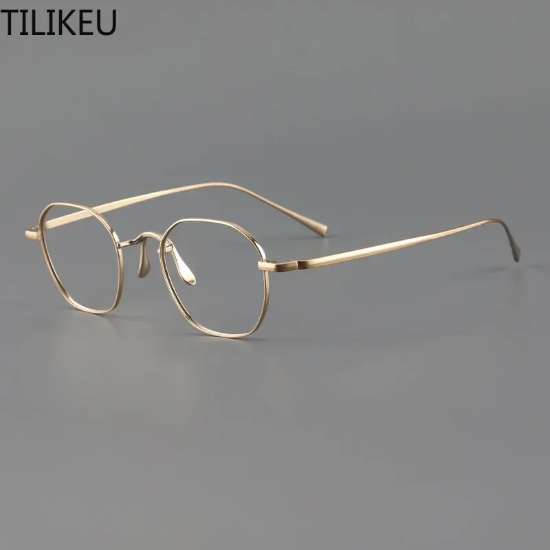 Japanese Pure Titanium Myopia Glasses Frames Men Women Can Be Equipped with Degree Lenses Retro Small Frames Ultra Light Frames