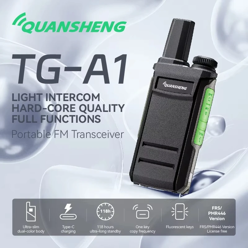 

100% Original Quansheng TG-A1 3W Lightweight Walkie-Talkie FRS/PMR446 Version 16-Channel Ptt Two Way Radio Vox Frequency Radio