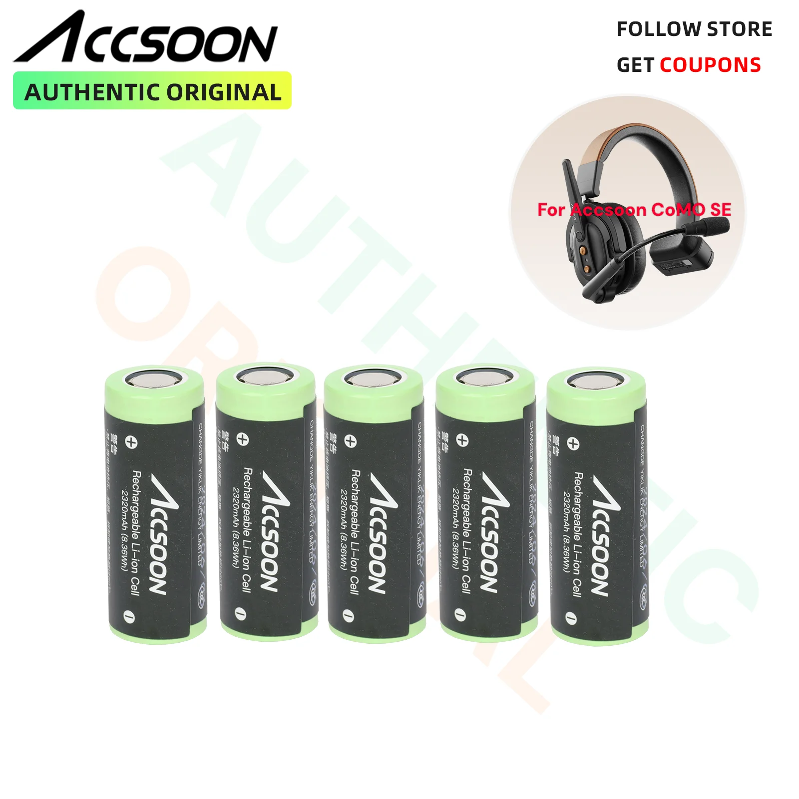 Accsoon Rechargeable Li-ion Cell 18500 battery 2320mAh(8.36Wh) backup battery For CoMO/CoMo SE Accsoon Rechargeable Li-ion Cell 18500 battery 2320mAh(8.36Wh) backup battery For CoMO/CoMo SE