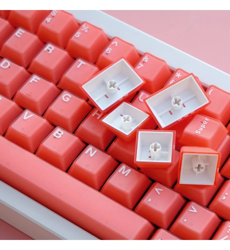 Keycap PBT two-color molding, original factory height, suitable for 60/87 and other orange-red semi-transparent 114-key