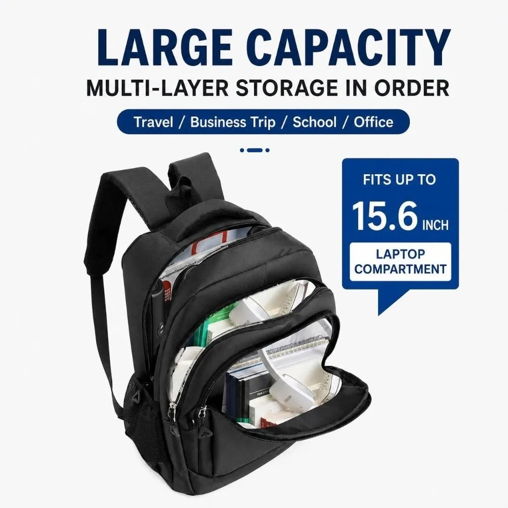 Large Capacity Student Schoolbag Adjustable Oxford Cloth Business Computer Bag Breathable Durable Waterproof Rucksack for Work