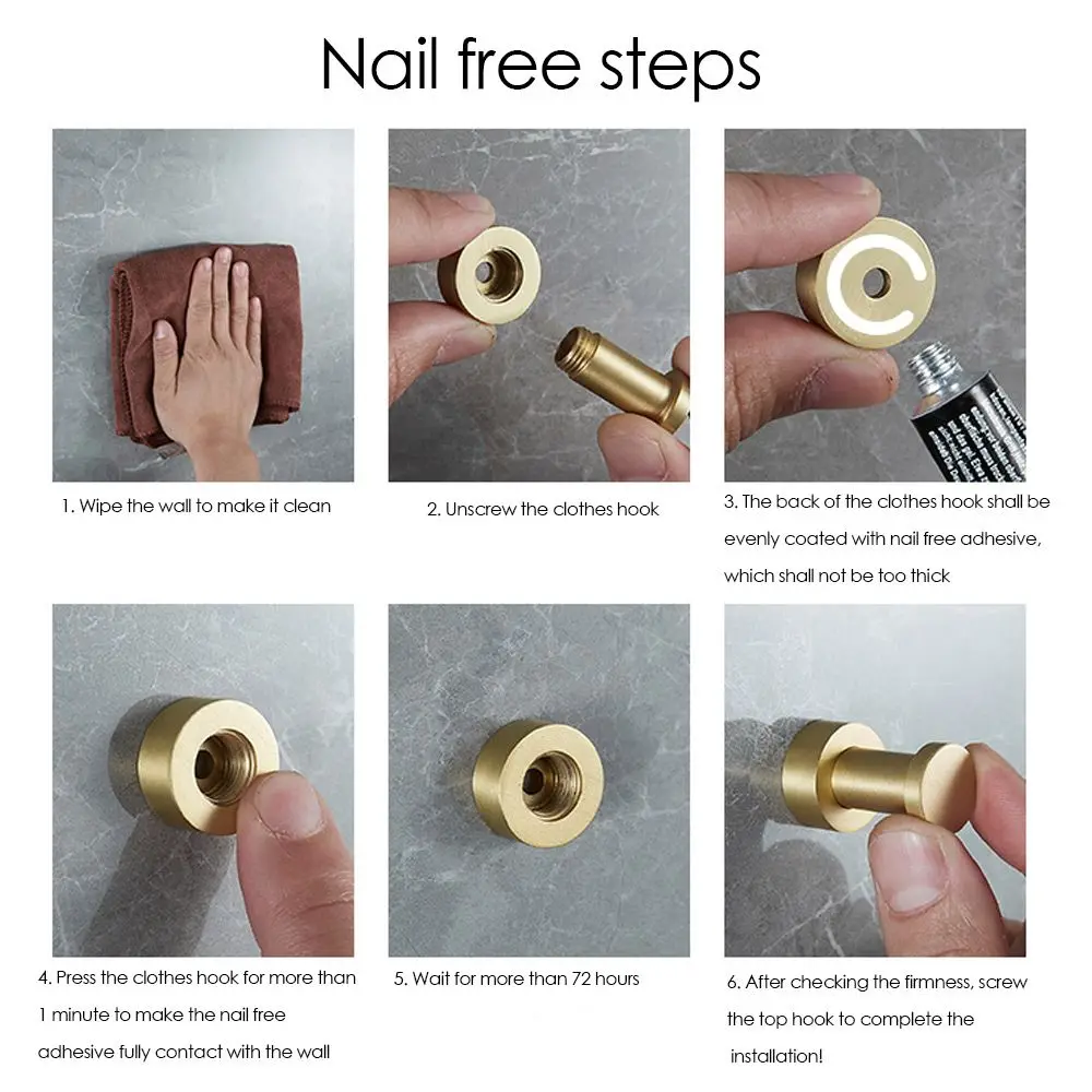 Creative Brass Self-Adhesive Keys Holder Bathroom Kitchen Wall Hanger Robe Hook Hanging Rack For Clothes Bag Hat