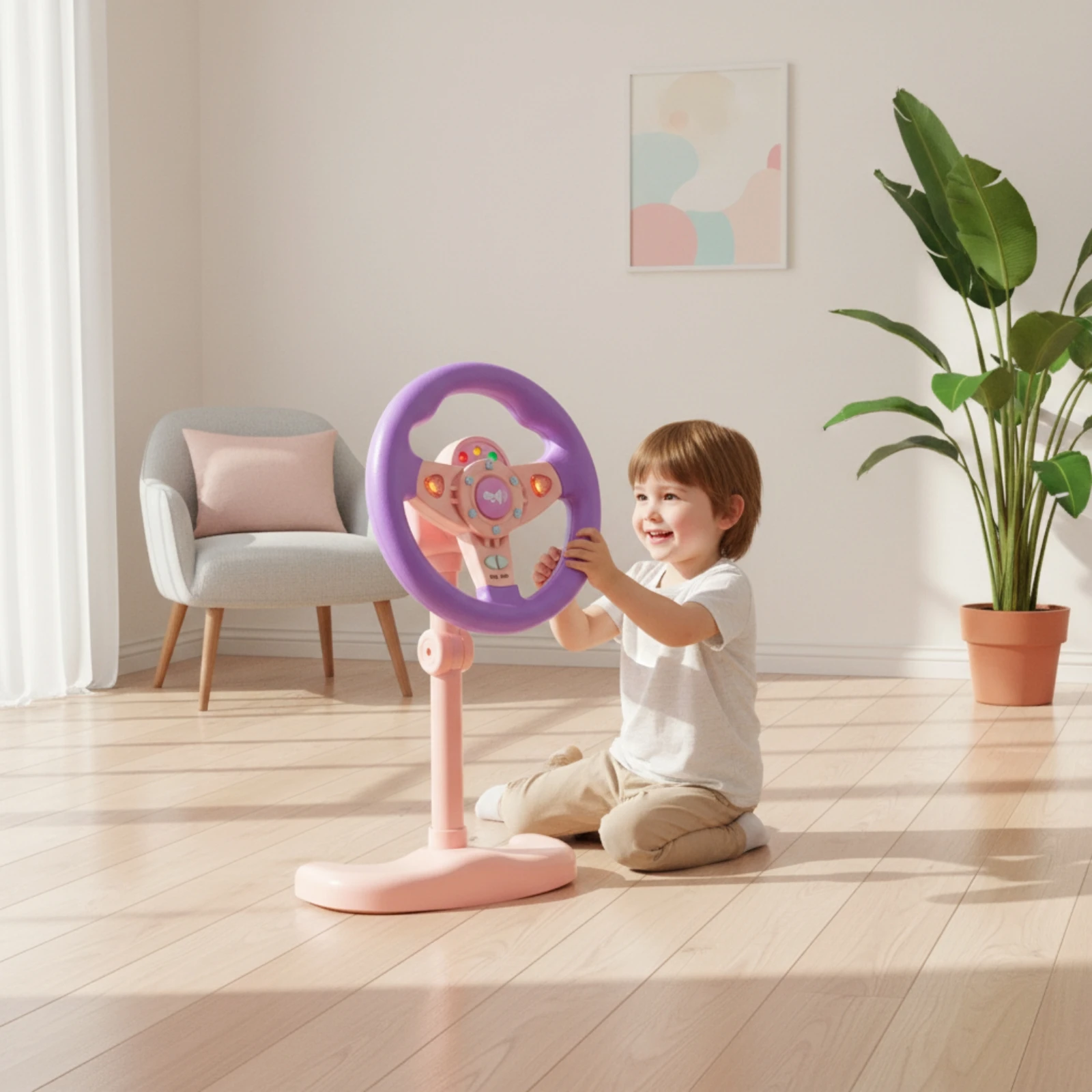 Toy Steering Wheel with Stand Early Learning Simulated Driving Steering Wheel Simulated Driving Toy Educational Sturdy