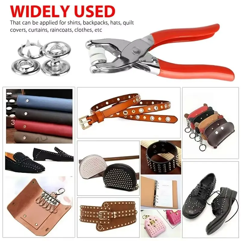 400 stücke Zinke Ringe 9,5mm Schnalle Knöpfe Metall Farbe Zange Druckknopf Klaue DIY Set Hand Druck Zange niet Schnalle Nähen Werkzeug – Detail 7