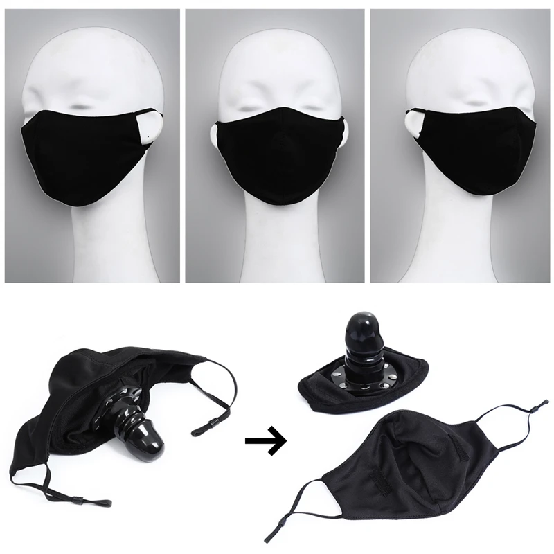 Mask Gag Adult Game BDSM Bondage Harness Gag in Mouth Mask with Ball Mouth Gag Silicone Dildo Penis Plug Sex Toys for Couples