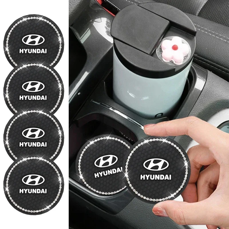 1/2 قطعة قاعدة أكواب السيارة البلاستيكية الماس المضادة للانزلاق الوقايات سيارة الداخلية لشركة هيونداي Fe سوناتا سولاريس أزيرا كريتا I30 Ix25 IX35 توكسون #1