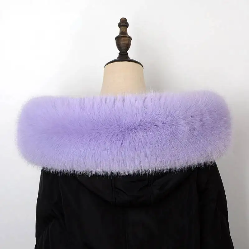 Winter Coat Fur Collar Faux Fur Trim Hoodie Fur For Hood Collar Decor Fake Fur Scarf Women Furry Scarves Shawl Detchable DIY view 6