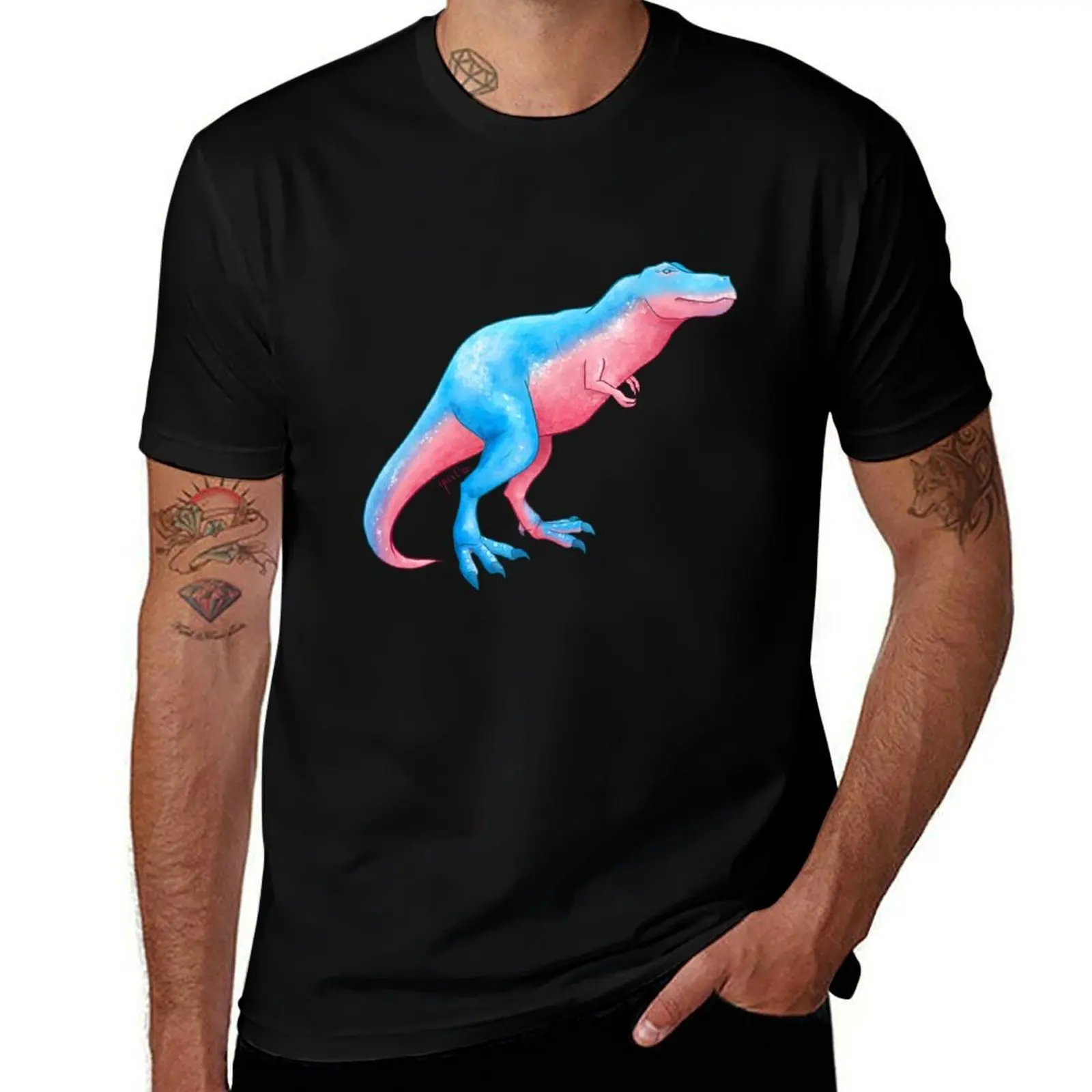 Transgender Pride Dinosaur T-Shirt Fitness Training Breathable Tee