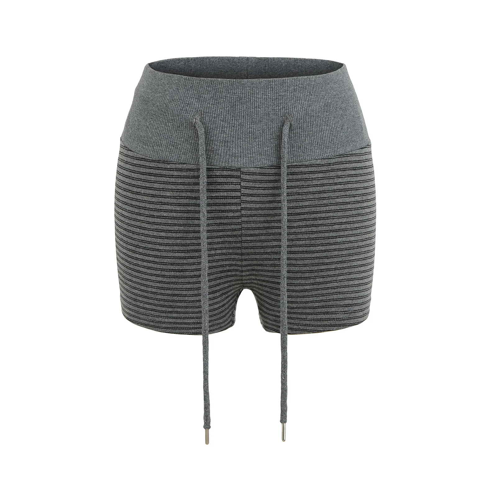 กางเกงขาสั้นเอวยางยืดแบบผูกเชือก สไตล์สตรีทแฟชั่น สำหรับผู้หญิง ใส่สบายๆ ในฤดูร้อน เหมาะสำหรับโยคะ ทรงเข้ารูป ขาตรง เอวสูง