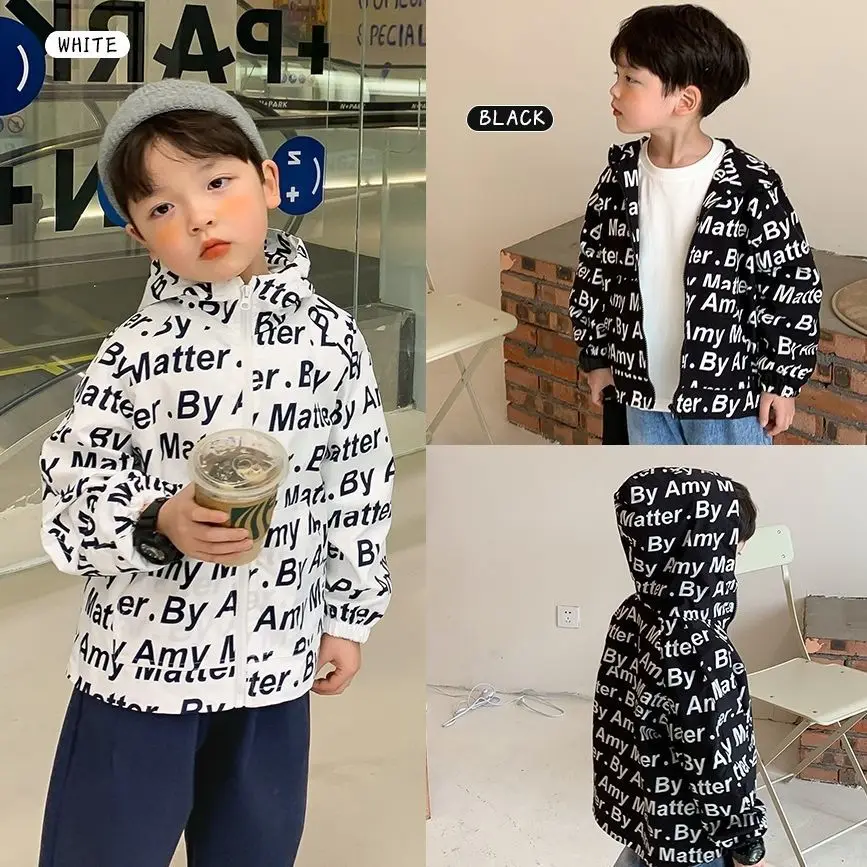 

Fashion Children's clothing autumn Boys' Coat Hooded Mantle spring New Korean top Streetwear long sleeve Thin Lining Windbreake