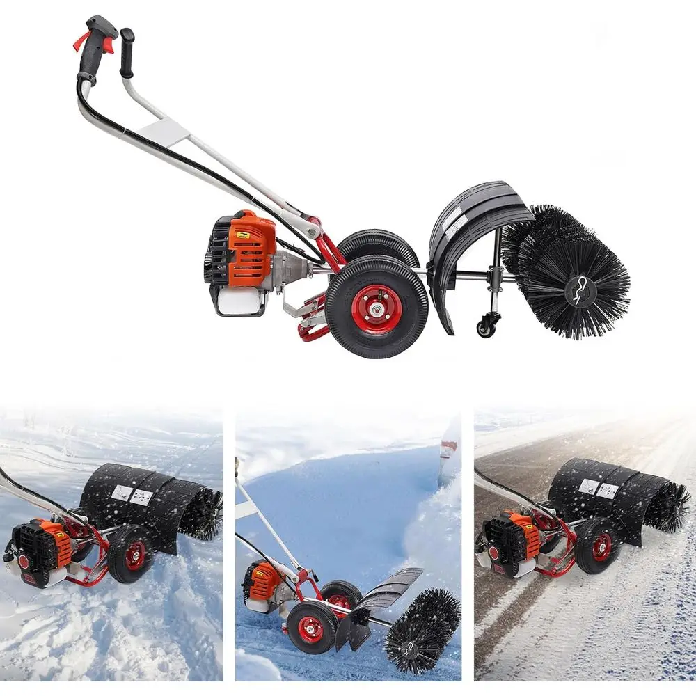 

2.5HP Gasoline Driven Sweeper for Driveways and Artificial Grass, Wheeled Lawn Cleaning Device