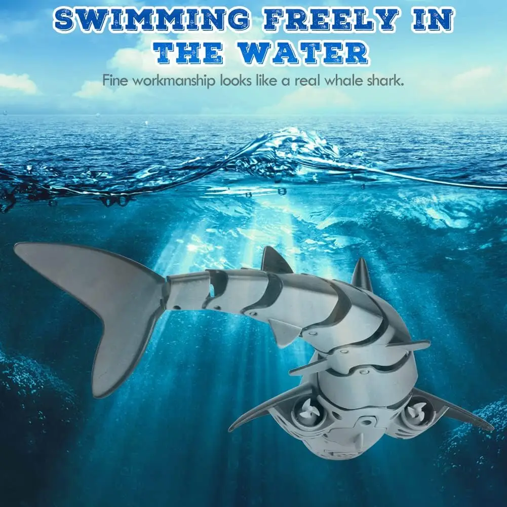 RC Shark 2.4G Simulation Remote Control Boat with Lights Submarine Fish Electric Toy Upgrade Spray WaterToys for Boys Kids Gifts