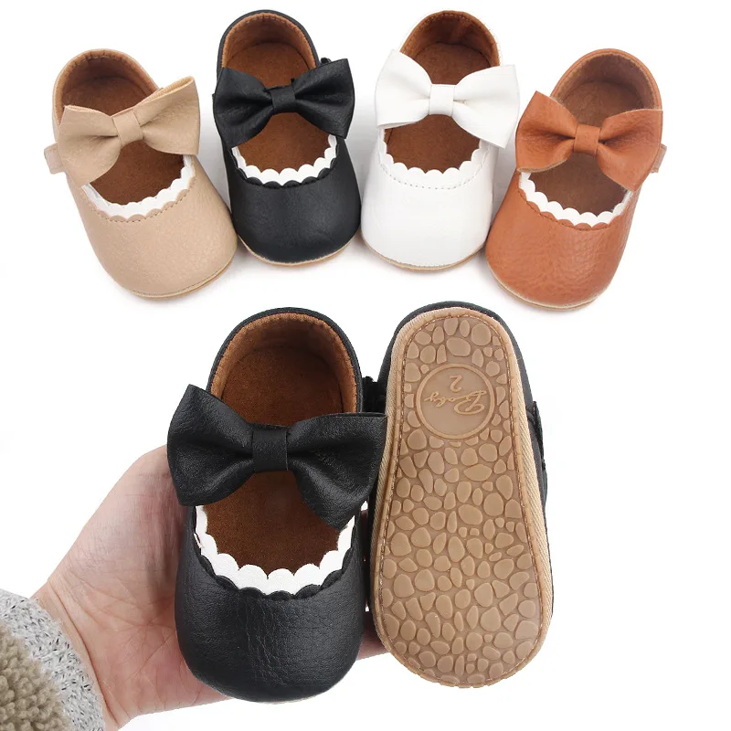 

Baby Girl PU Leather Shoes 0-1Y Newborn Soft Soled Shoes Waterproof Non-slip Princess Kids Bow Crib Shoe Spring Autumn Footwear