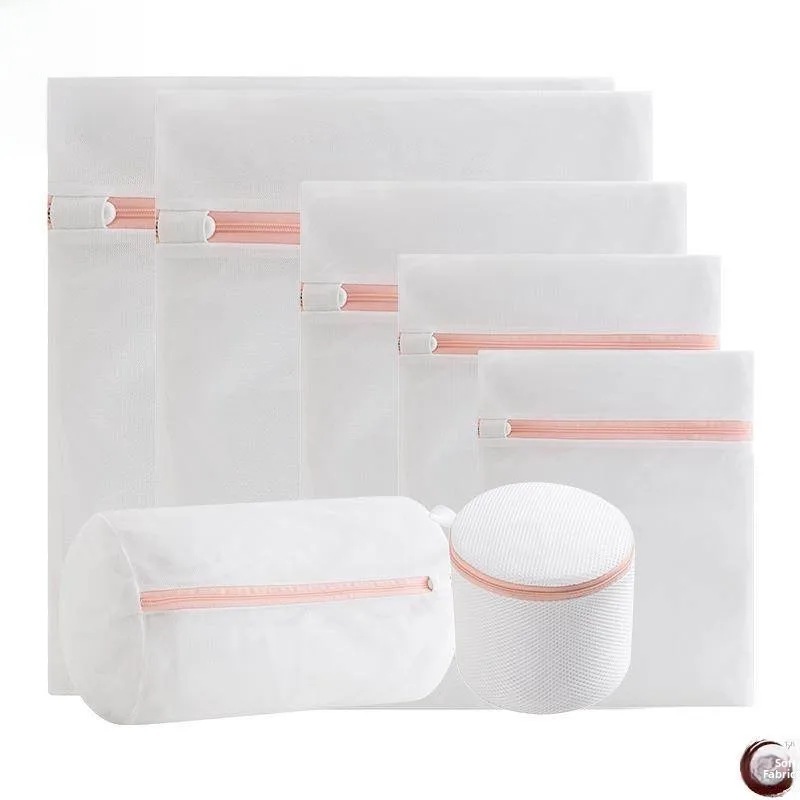 Color-Protecting Laundry Bag Fine Net Washing Bag Set Underwear Socks Bra Pants Cylinder-Shaped Protective Cleaning Bag