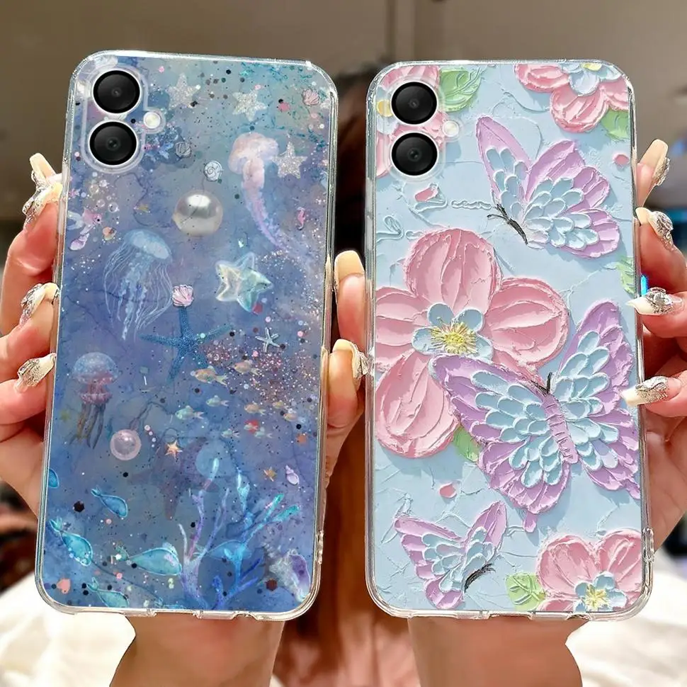 For Samsung Galaxy A06 Case Colorful Flower Cover Soft Silicone Phone Case For Samsung A06 A05 SamsungA06 SamsungA05 Back Cover