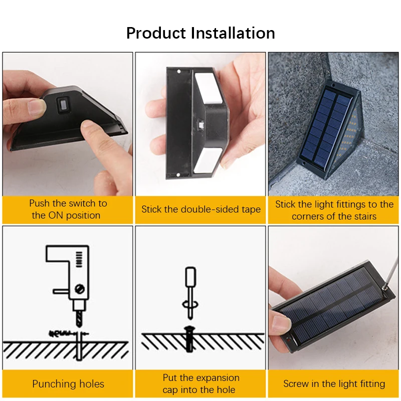 8 قطع LED أضواء الخطوة الشمسية، أضواء الدرج الخارجية المقاومة للماء، أضواء سطح الطاقة الشمسية إضاءة المناظر الطبيعية الشمسية في الهواء الطلق للفناء #5