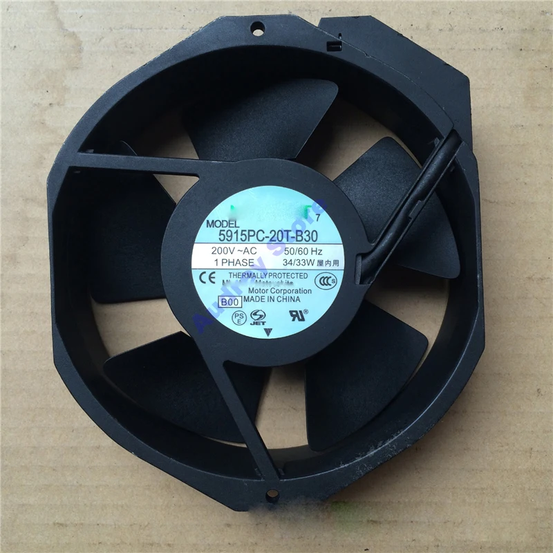 

Original NMB 5915PC-20T-B30 AC200V 50/60HZ 34/33W Aluminum frame fan 2700/3200rpm 215.6Pa double ball bearing air blower