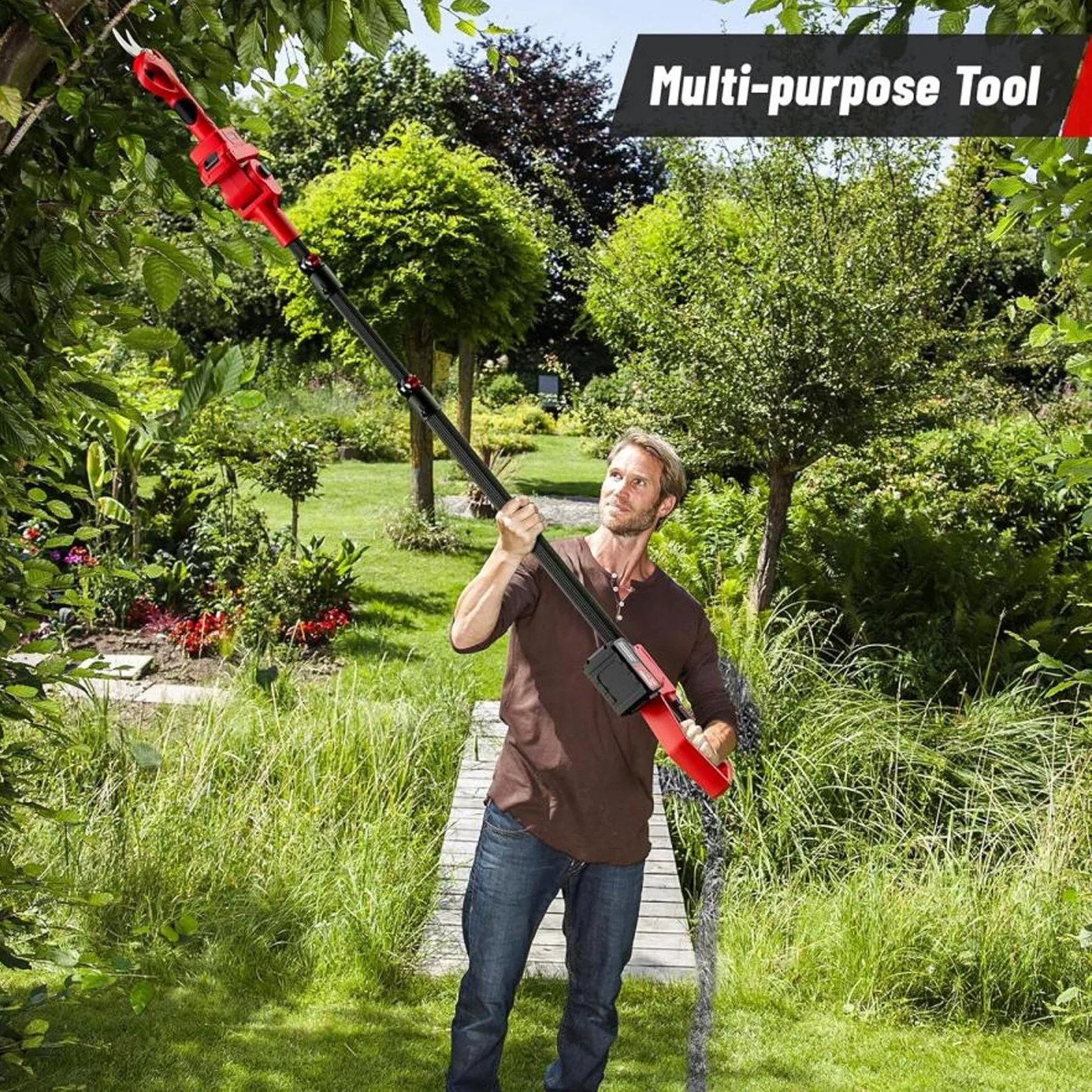 1.5m 3 Segment Chainsaw Telescopic Rod Pruning Shears Extension Pole Aluminum Alloy For Battery BL1820 BL1830 BL1840 BL1850