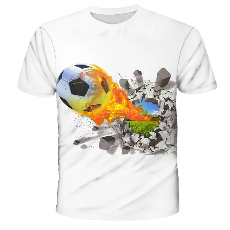 

2024 Children Fashion Football 3D T-Shirt Soccer Print Boy Girl Casual T Shirt 4-14Y Teen Kids Cool Clothes Tops