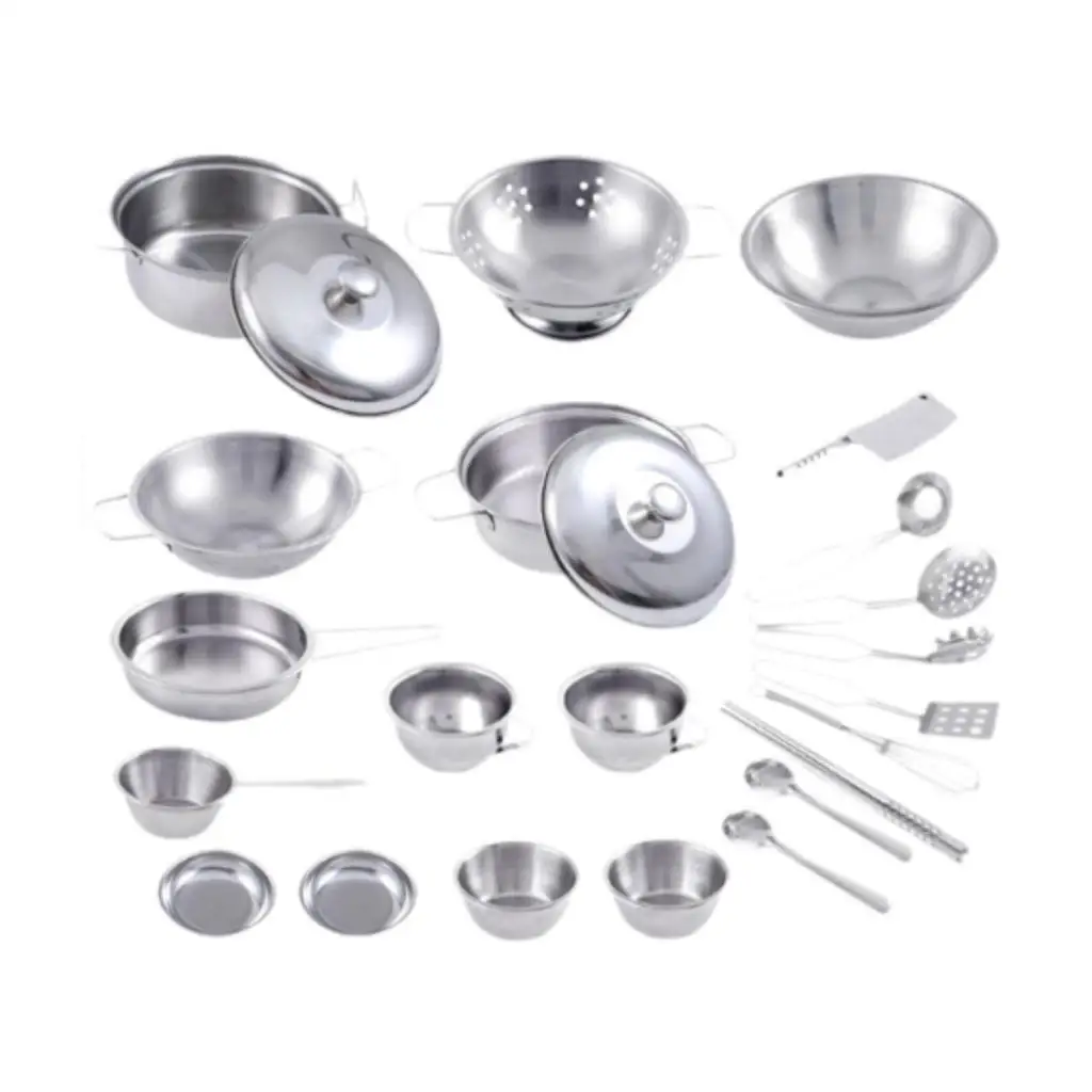 25 pçs cozinha fingir brinquedos utensílios de cozinha mini panelas panelas de aço inoxidável para