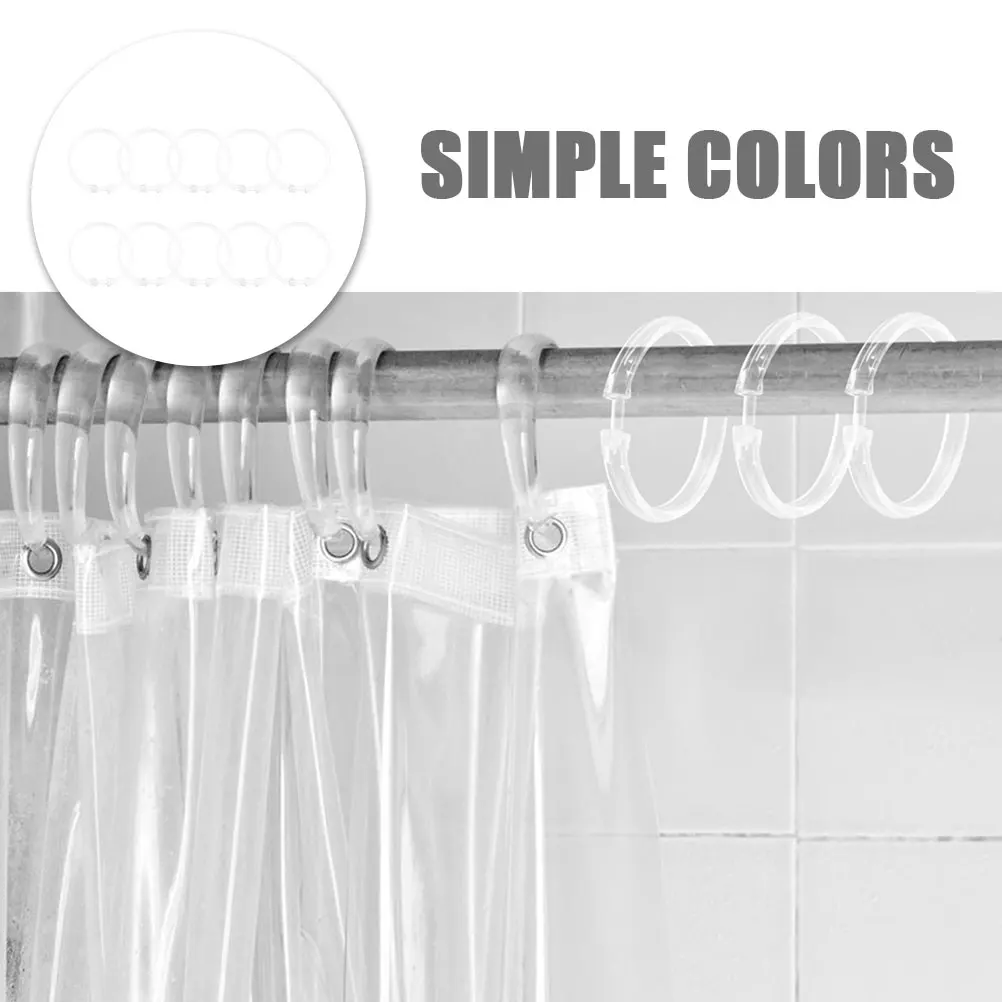 

10Pcs Clear Round Shower Curtain Rings Acrylic Hooks for Bathroom Window Curtains Shower Rings Curtain Ring