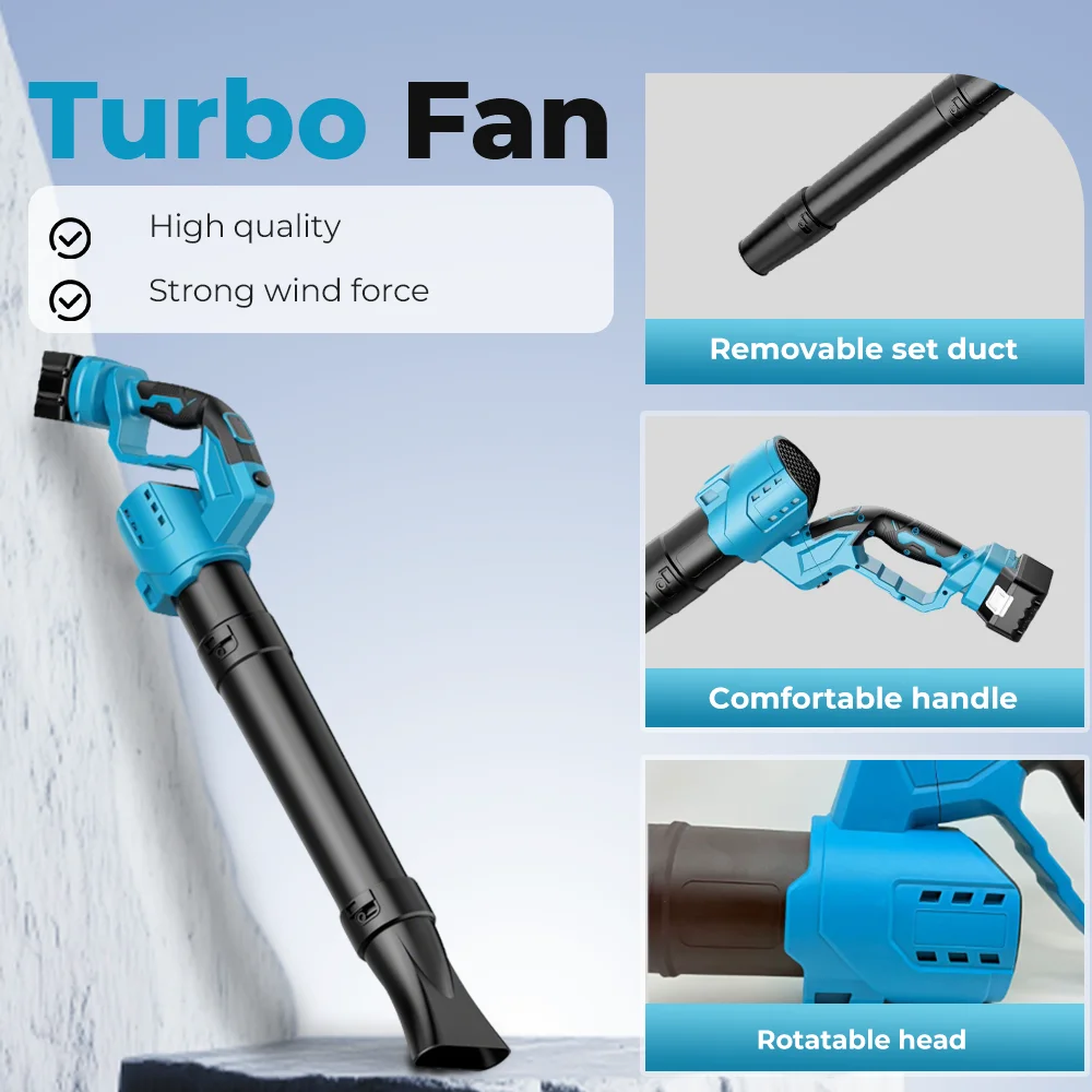 

Бесщеточный электрический вентилятор, аккумуляторный вентилятор для листьев, инструмент для очистки снега и пыли, ручной струйный вентилятор для аккумуляторных штифтов Makita 18 В