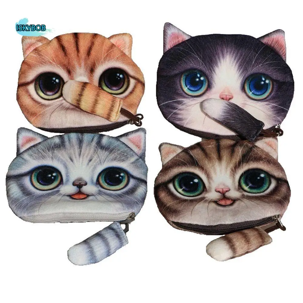 

Fashion Tide Cute Design Coin Change Purse Coin Bag with Zipper Big Face Small Tail Cat Cat Head Meow Cartoon Cat Zero Wallet