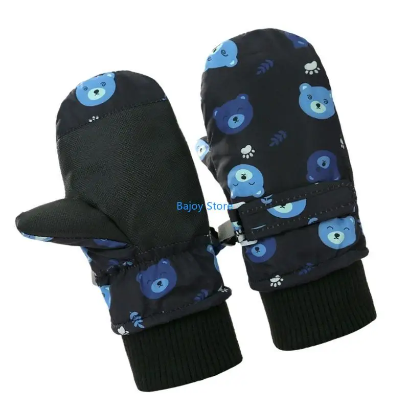 

63HE 1 Pair Baby Ski Gloves Fingerless Kids Mittens Winter Thick Warm for Children