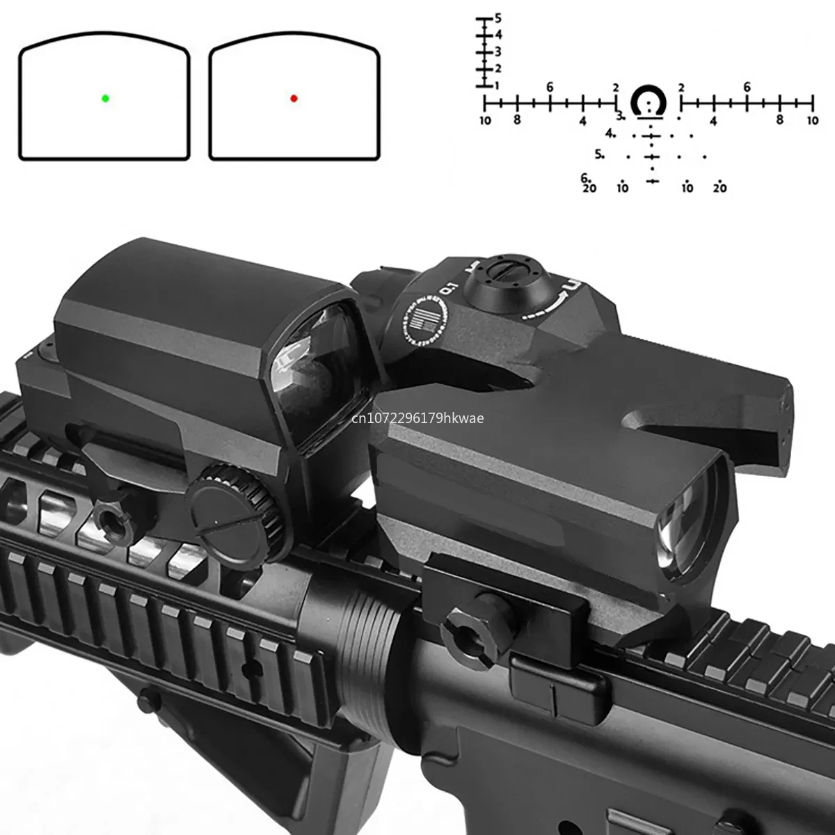 Tactical D-EVO Dual-Enhanced View CMR-W Reticle Rifle Scope 6X Magnifier with LCO Red Green Dot Sight Set Reflex Sights Hunting