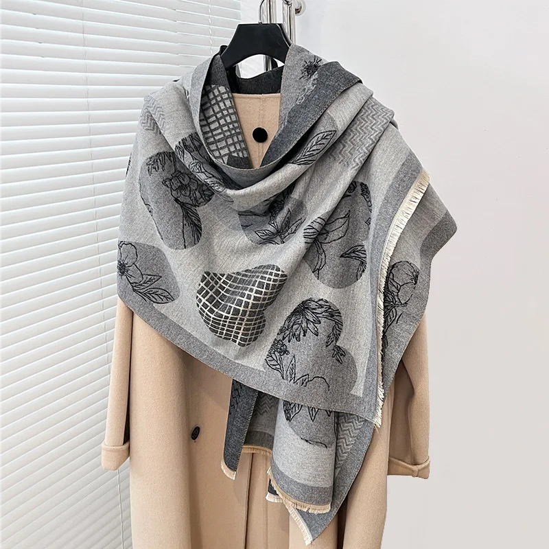 Winter Luxury Brand Cashmere Women Love Scarf Warm Shawl and Wrap Bandana Pashmina Female Foulard Square Thick Blanket Poncho