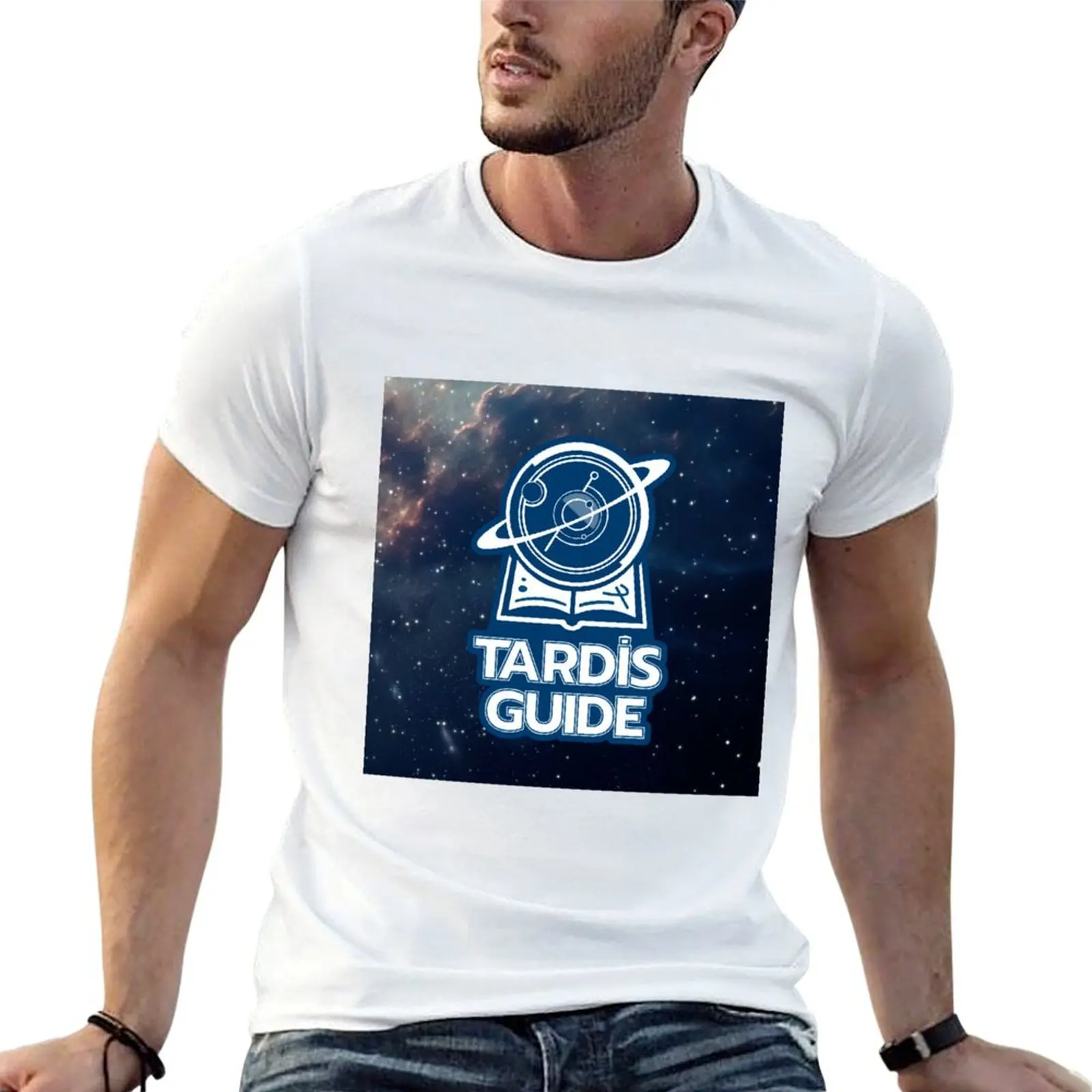 

TARDIS Guide Logo Starry T-Shirt man t shirts graphic t shirts for man graphic tees T-Shirt