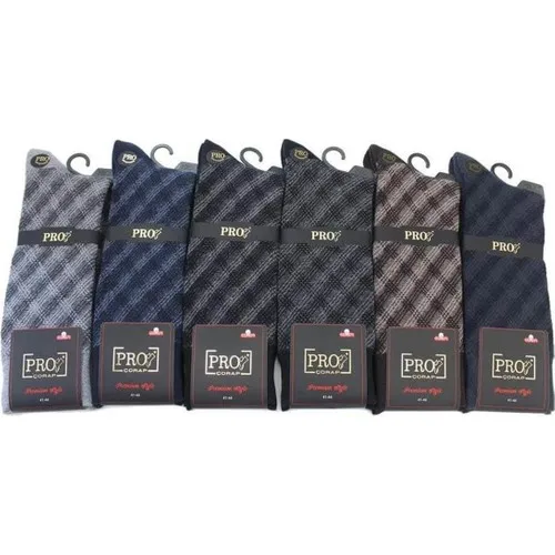 Six-Pack Pro Kerç Lozenge Pattern Winter Male Towel Socks 6 Pcs